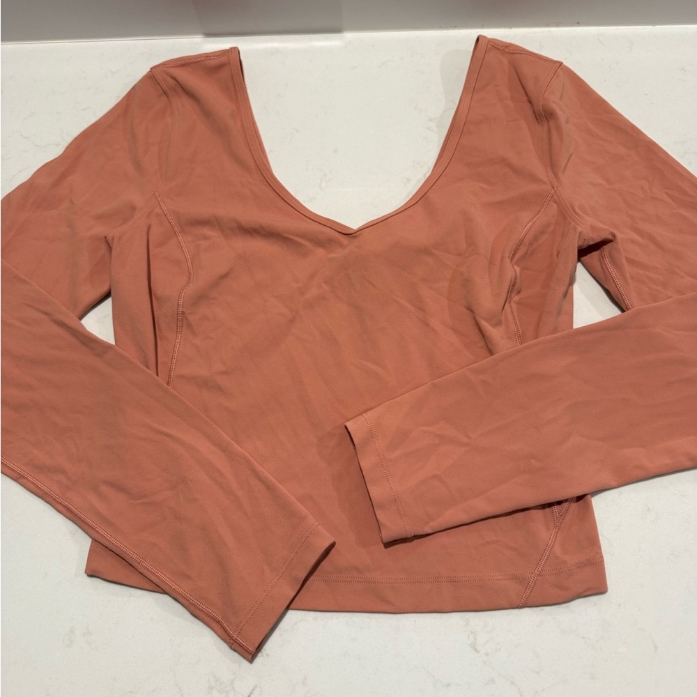 Lululemon Align Long Sleeve V-Neck Top - Coral